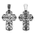 Крест серебрянный, Чернение (оксидирование), с корундами, Спаси и сохрани, коллекция "Санкт-Петербург", 3.70 гр. ПР.К.000363