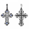 Крест серебрянный, Чернение (оксидирование), с корундами, коллекция "Санкт-Петербург", 3.23 гр. ПР.К.000449