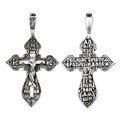 Крест серебрянный, Чернение (оксидирование), с корундами, Да воскреснет Бог..., коллекция "Санкт-Петербург", 4.25 гр. ПР.К.000473