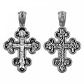 Крест серебрянный, Чернение (оксидирование), с корундами, Кресту Твоему поклоняемся, Христе, честному хранит, коллекция "Санкт-Петербург", 4.80 гр. ПР.К.000645