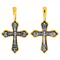 Крест серебрянный, Позолота желтая 999* Чернение (оксидирование), с корундами, Богородица, Акимов, 1.87 гр. ПР.К.000771
