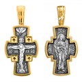 Крест серебрянный, Позолота желтая 999* Чернение (оксидирование), с корундами, Ангел-Хранитель, Акимов, 8.51 гр. ПР.К.000820
