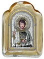 Икона Георгий Победоносец серебряная на стекле позолота 243417 - фото 82993