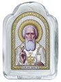 Икона освященная Святого Преподобного Сергия Радонежского серебряная на стекле 53233 - фото 83058