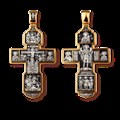 Крест серебрянный, Позолота желтая 999* Чернение (оксидирование), с корундами, Михаил Архангел-Святые воины-Тихвинская Божья Матерь-Троица Св.-, коллекция "Санкт-Петербург", 18.52 гр. 224794