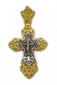 Крест серебрянный, Позолота красная 585*, с корундами, Спаси и сохрани, Духовное наследие, 3.39 гр. 225450