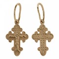 Крест серебрянный, Позолота красная 585*, с корундами, Спаси и сохрани, 0.95 гр. 226351