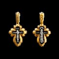 Крест серебрянный, Позолота желтая 999* Чернение (оксидирование), с корундами, Валаамская Божья Матерь, коллекция "Санкт-Петербург", 3.69 гр. 225117
