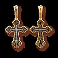 Крест серебрянный, Позолота желтая 999* Чернение (оксидирование), с корундами, Спаси и сохрани, коллекция "Санкт-Петербург", 4.04 гр. 225092