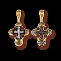 Крест серебрянный, Позолота желтая 999* Чернение (оксидирование), с корундами, Спаси, Господи, люди Твоя..., коллекция "Санкт-Петербург", 3.02 гр. 225168