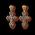 Крест серебрянный, Позолота желтая 999* Чернение (оксидирование), с корундами, Спаси и сохрани, коллекция "Санкт-Петербург", 2.02 гр. 225385