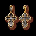 Крест серебрянный, Позолота желтая 999* Чернение (оксидирование), с корундами, Кресту твоему поклоняемся, Владыко, коллекция "Санкт-Петербург", 3.28 гр. 225228