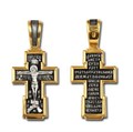 Крест серебрянный, Позолота желтая 999* Чернение (оксидирование), с корундами, Да воскреснет Бог..., коллекция "Санкт-Петербург", 4.45 гр. 225045