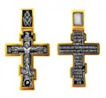 Крест серебрянный, Позолота желтая 999* Чернение (оксидирование), с корундами, Да воскреснет Бог..., коллекция "Санкт-Петербург", 7.74 гр. 224834