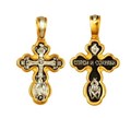 Крест серебрянный, Позолота желтая 999* Чернение (оксидирование), с корундами, Спаси и сохрани, коллекция "Санкт-Петербург", 3.90 гр. 225081