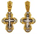Крест серебрянный, Позолота желтая 999* Чернение (оксидирование), с корундами, Покров Пресвятой Богородицы, коллекция "Санкт-Петербург", 4.18 гр. 225019