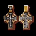 Крест серебрянный, Позолота желтая 999* Чернение (оксидирование), с корундами, Огради мя, Господи, силою Честнаго и Животворящего, коллекция "Санкт-Петербург", 5.75 гр. 224975