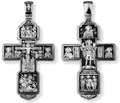 Крест серебрянный, Чернение (оксидирование), с корундами, Михаил Архангел-Святые воины-Тихвинская Божья Матерь-Троица Св.-, коллекция "Санкт-Петербург", 19.87 гр. 225003