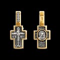 Крест серебрянный, Позолота желтая 999* Чернение (оксидирование), с корундами, Казанская Божья Матерь, Господи, молитвами Богородицы спаси мя, коллекция "Санкт-Петербург", 2.24 гр. 250521