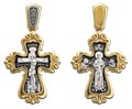 Крест серебрянный, Позолота желтая 999* Чернение (оксидирование), с корундами, Валаамская Божья Матерь-Ксения преп.-Матрона Св., коллекция "Санкт-Петербург", 8.97 гр. 224877
