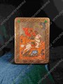 Настольная икона Чудо святого Георгия о змие на мореном дубе 15х10 20589