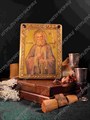 Настольная икона Преподобный Серафим Саровский чудотворец на мореном дубе 15х10 20815