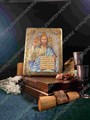 Настольная икона Господь Вседержитель на мореном дубе 15х10 20316
