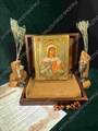 Настольная икона Святая мученица Алла Готфская на мореном дубе 15х10 20768 - фото 83938