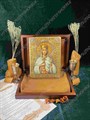 Настольная икона Святая благоверная княгиня Елена Сербская на мореном дубе 15х10 21142 - фото 83943