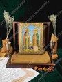 Настольная икона Петр и Февронья на мореном дубе 15х10 20884