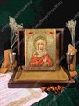 Настольная икона Святая мученица Галина Коринфская на мореном дубе 15х10 20441