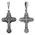 Крест серебряный Ag 925, коллекция Духовное наследие, вставка Фианит, с молитвой Спаси и сохрани, Чернение (оксидирование), 2,65 гр. КРС0224423