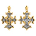 Крест позолоченный Ag 925/Au 585, коллекция Акимов, Позолота желтая 999*, Чернение (оксидирование), 5,94 гр. КРС02241585
