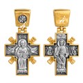 Крест позолоченный Ag 925/Au 585, коллекция Акимов, лик Державная БМ, Позолота желтая 999*, Чернение (оксидирование), 13,35 гр. КРС02241634
