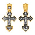 Крест позолоченный Ag 925/Au 585, коллекция Акимов, лик Ангел-Хранитель, Николай Чудотворец, Позолота желтая 999*, Чернение (оксидирование), 19,66 гр. КРС02241728