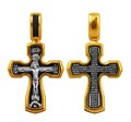 Крест позолоченный Ag 925/Au 585, коллекция Санкт-Петербург, с молитвой Да воскреснет Бог..., Позолота желтая 999*, Чернение (оксидирование), 3,53 гр. КРС02242078