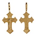 Крест позолоченный Ag 925/Au 585, коллекция Иваново, с молитвой Да воскреснет Бог..., Позолота красная 585*, 0,65 гр. КРС02242175