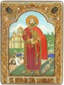 Подарочная икона "Святой равноапостольный князь Владимир" на мореном дубе 15х20 полуаналойная RTI-282-8.m - фото 92151