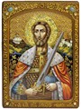 Живописная икона Святой благоверный князь Александр Невский на кипарисе 21х29 аналойная RTI-849-0.Ak