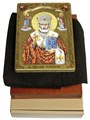Живописная икона Святитель Николай, архиепископ Мир Ликийский (Мирликийский), чудотворец на кипарисе 21х29 аналойная RTI-8400B.Ак