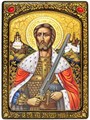 Живописная икона Святой благоверный князь Александр Невский на кипарисе 21х29 аналойная RTI-849-0B.Ак