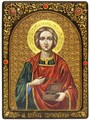 Живописная икона Святой Великомученик и Целитель Пантелеймон на кипарисе 21х29 аналойная RTI-852.Ак