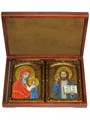 Венчальная пара Живописных икон "Казанская икона Божией Матери" и "Господь Вседержитель" на кипарисе 15х20 полуаналойная RTI-P821.Ak-456