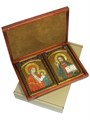 Венчальная пара Живописных икон "Казанская икона Божией Матери" и "Господь Вседержитель" на кипарисе 15х20 полуаналойная RTI-P821.Ak-457