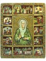 Живописная икона Блаженная старица Матрона Московская с житийными сценами на кипарисе 44х54 большая подарочная RTI-985.Ак
