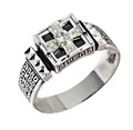 Кольцо мужское Спаси и Сохрани серебряное с фианитами и крестом 224541