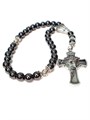 Четки дизайнерские православные с авторским крестом "Иисус, "Спаси и Сохрани" (гематит) 218679