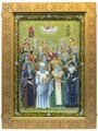 Живописная икона "Собор Святых Целителей" на кипарисе в березовом киоте 61575