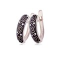 Серьги-полукольца серебряные «Меандр», черные Fil3.65-143