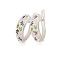Серьги-полукольца серебряные «Барбарис», бело-фиолетовые Fil3.05-306